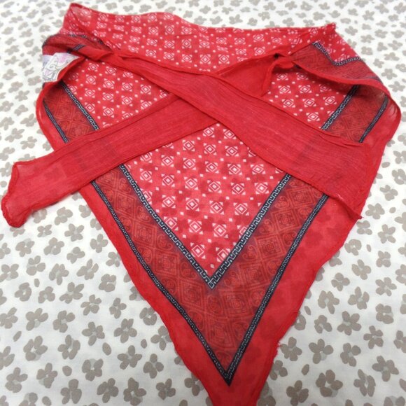 Free People Bridgette Bandana or Neck Kerchief Scarf Orange Print NWOT - Picture 3 of 7